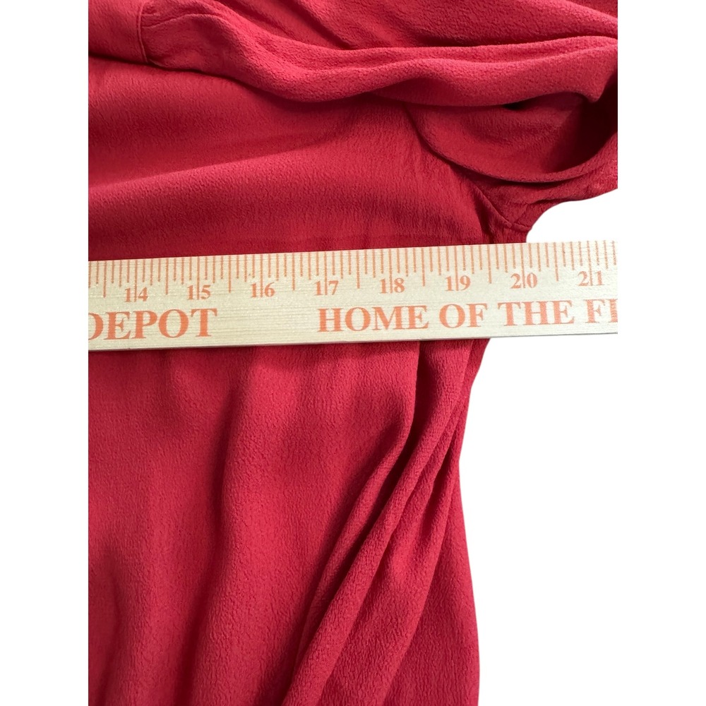 Madewell Red Viscose Wrap Tie Front Long Sleeve V Neck Blouse Top Womens Medium - Picture 8 of 12